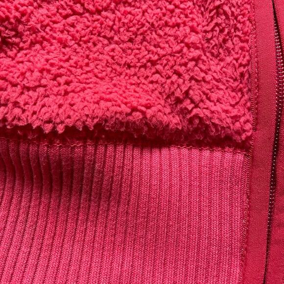 American Eagle Outfitters Cherry Red Zip Teddy Hoodie with Pockets size Medium - Picture 7 of 9